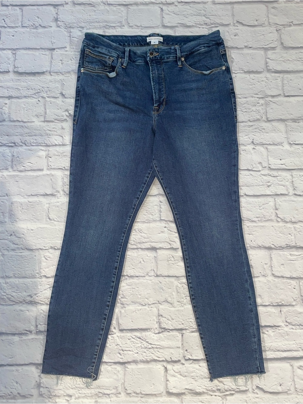 Good American Good Legs Skinny Jeans (Custom Frayed) Size 15